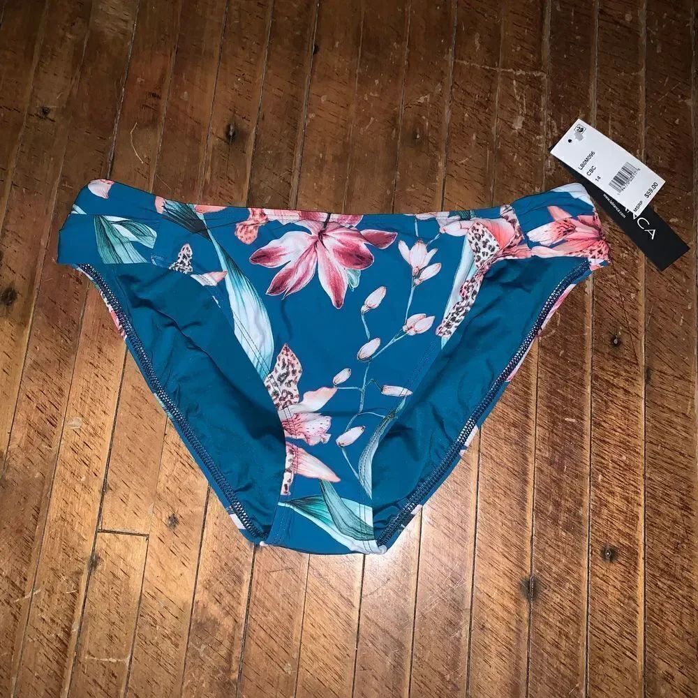 La Blanca teal tropical coconut girl size 14 swim bottoms